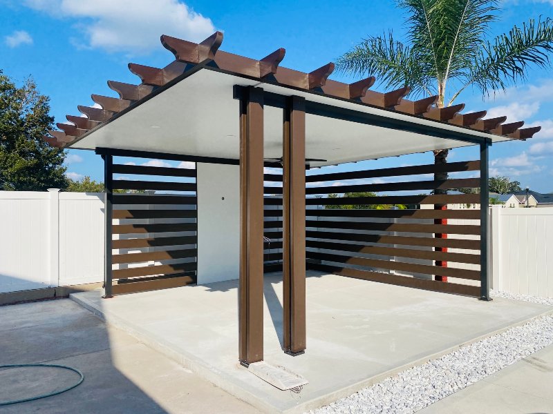 brown and white pergola